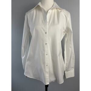 Foxcroft White Button Up Blouse Size 4